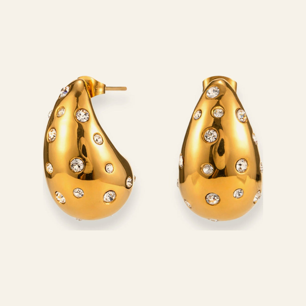 Brincos Stella VIATRIX – brincos gota com brilhantes dourados